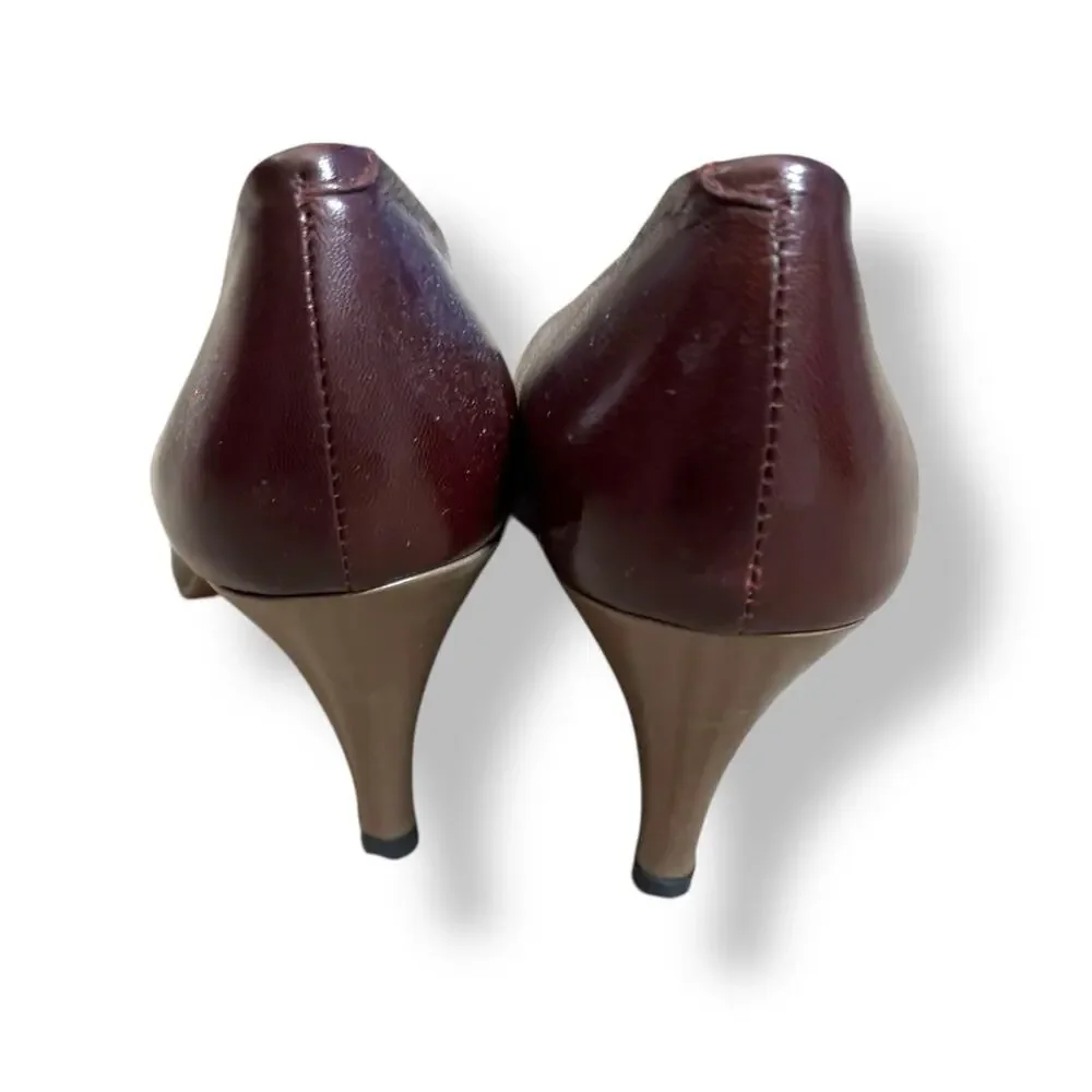 Vintage 80s Burgundy Leather Heels Size 7N Miguel Hernandez Bullock’s Spain‎